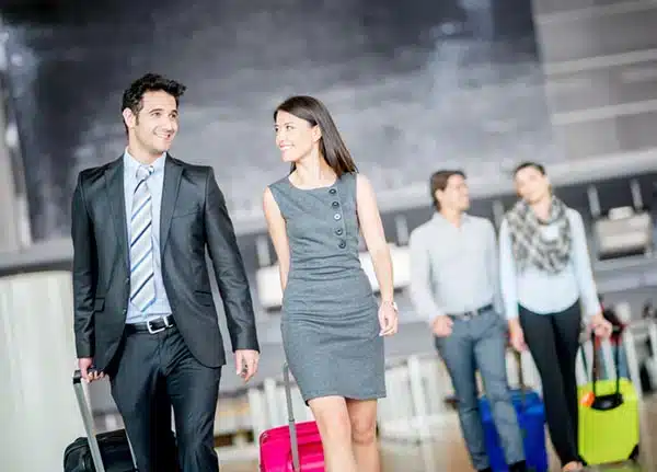 Executives being escorted at Midway Airport terminal